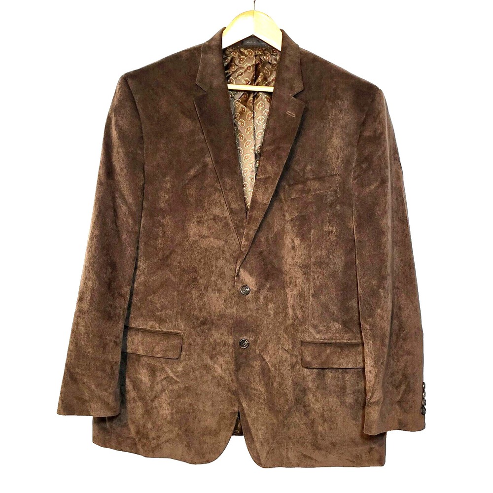 Chaps Fine‎ Wale Corduroy Dark Chocolate Brown Blazer 2 Button Front Vent 46R
